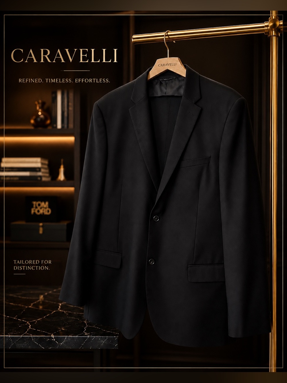 CARAVELLI  | Men's Black Two- Button Classic Suit